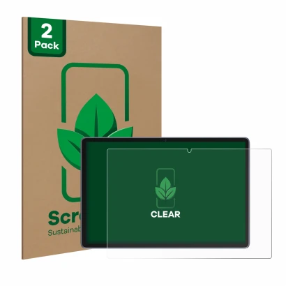 Face avant d’un emballage produit avec le logo de la marque ScreenLeaf. À côté, l’appareil Suaat S10 10" est représenté avec l