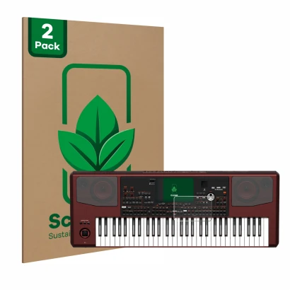 Face avant d’un emballage produit avec le logo de la marque ScreenLeaf. À côté, l’appareil KORG Pa700 est représenté avec la p