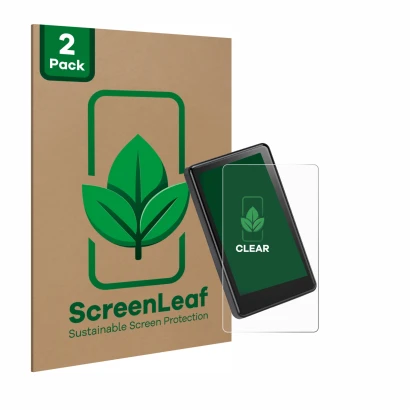 Face avant d’un emballage produit avec le logo de la marque ScreenLeaf. À côté, l’appareil Bafang C020 3.4" est représenté ave