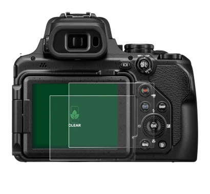 Image de l'appareil Nikon Coolpix P1100 avec une grande variété de protections d'écran.