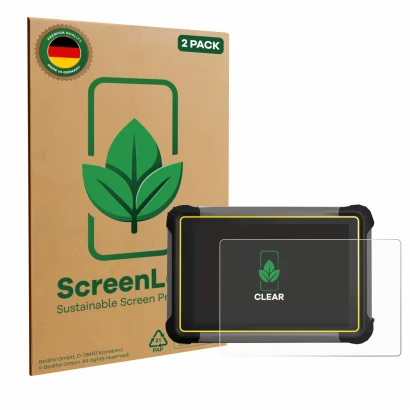 Face avant d’un emballage produit avec le logo de la marque ScreenLeaf. À côté, l’appareil Leica iCON CC170 est représenté ave