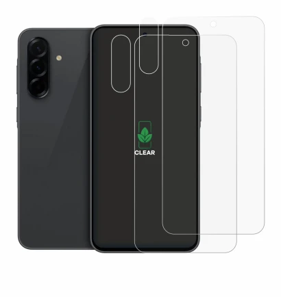 Image de l'appareil Samsung Galaxy A36 5G (Avant+Caméra) avec une grande variété de protections d'écran.