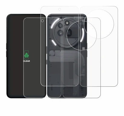 Image de l'appareil Nothing Phone (3a) Pro (Avant+Arrière) avec une grande variété de protections d'écran.