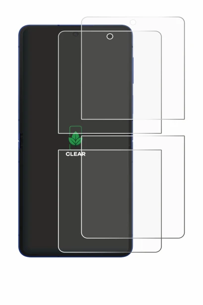 Image de l'appareil Samsung Galaxy Z Flip 7 avec une grande variété de protections d'écran.