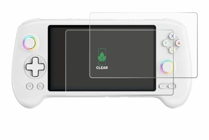 Image de l'appareil Anbernic RG557 avec une grande variété de protections d'écran.