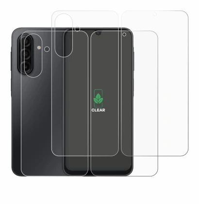Image de l'appareil Samsung Galaxy A17 5G (Avant+Arrière) avec une grande variété de protections d'écran.