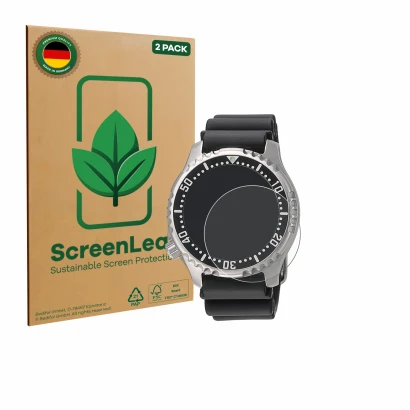 Face avant d’un emballage produit avec le logo de la marque ScreenLeaf. À côté, l’appareil Citizen NY0040 est représenté avec 