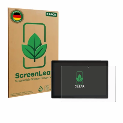 Face avant d’un emballage produit avec le logo de la marque ScreenLeaf. À côté, l’appareil Antemper D115 10.1" est représenté 