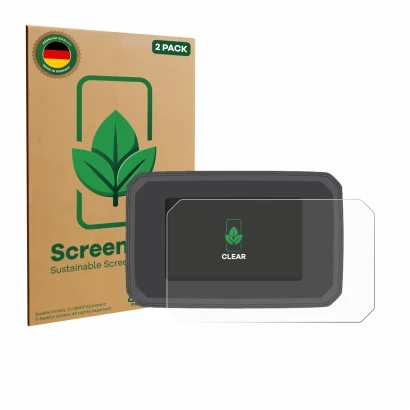 Face avant d’un emballage produit avec le logo de la marque ScreenLeaf. À côté, l’appareil Honda CMX1100 Rebel 2025 est représ