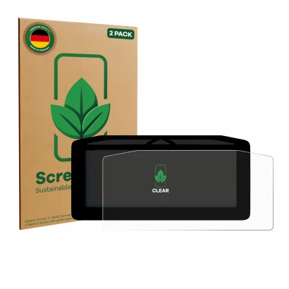 Face avant d’un emballage produit avec le logo de la marque ScreenLeaf. À côté, l’appareil Ducati Panigale V4 2025 est représe