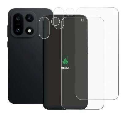 Image de l'appareil OnePlus 15 (Avant+Caméra) avec une grande variété de protections d'écran.