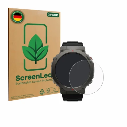 Face avant d’un emballage produit avec le logo de la marque ScreenLeaf. À côté, l’appareil Xiaomi Black Shark GS3 Ultra est re