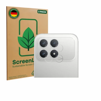 Face avant d’un emballage produit avec le logo de la marque ScreenLeaf. À côté, l’appareil Xiaomi Poco F8 Pro (Caméra UNIQUEME