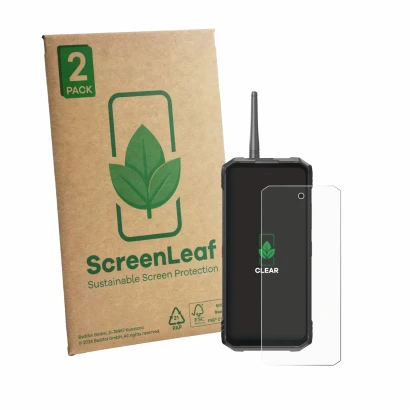 Face avant d’un emballage produit avec le logo de la marque ScreenLeaf. À côté, l’appareil Hotwav Hyper 8 Ultra est représenté