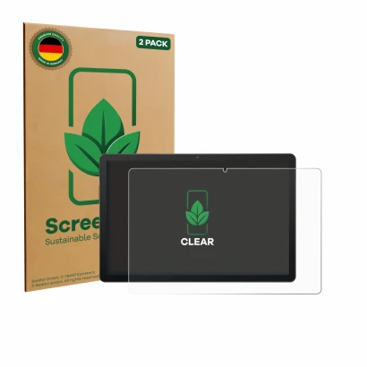 Face avant d’un emballage produit avec le logo de la marque ScreenLeaf. À côté, l’appareil Sunmi CPad 11