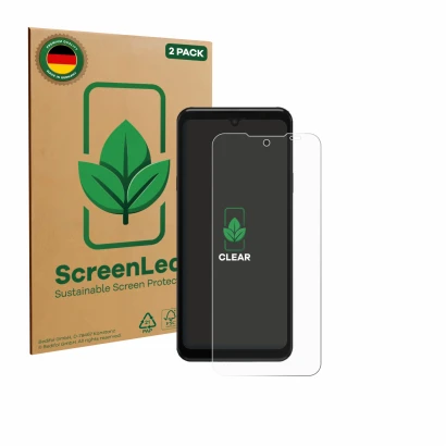 Face avant d’un emballage produit avec le logo de la marque ScreenLeaf. À côté, l’appareil Sunmi M3 est représenté avec la pro