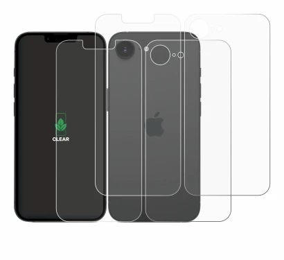 Image de l'appareil Apple iPhone 17e (Avant+Arrière) avec une grande variété de protections d'écran.