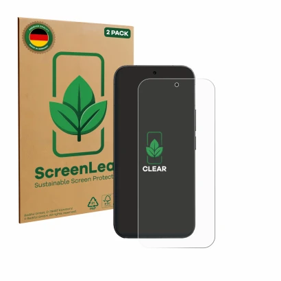 Face avant d’un emballage produit avec le logo de la marque ScreenLeaf. À côté, l’appareil Vivo V70 est représenté avec la pro