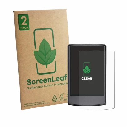 Face avant d’un emballage produit avec le logo de la marque ScreenLeaf. À côté, l’appareil Engwe L20 3.0 Pro est représenté av