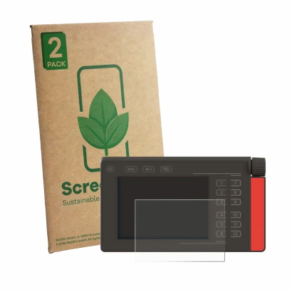 Face avant d’un emballage produit avec le logo de la marque ScreenLeaf. À côté, l’appareil Müller Elektronik SMART570 est repr