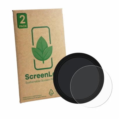 Face avant d’un emballage produit avec le logo de la marque ScreenLeaf. À côté, l’appareil Shearwater NERD 2 dive computer est