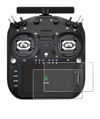 Image de l'appareil Radiomaster TX16S MK3 avec une grande variété de protections d'écran.