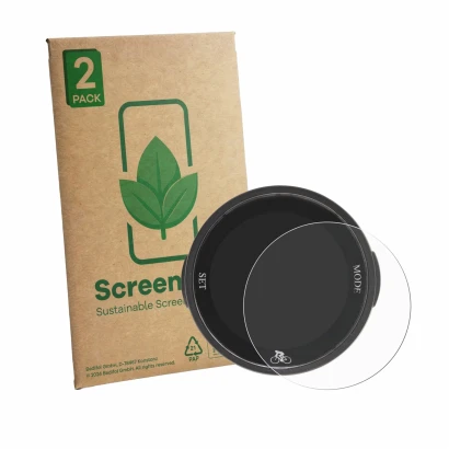 Face avant d’un emballage produit avec le logo de la marque ScreenLeaf. À côté, l’appareil Ejoyous Bike Computer est représent