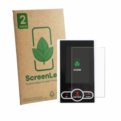 Face avant d’un emballage produit avec le logo de la marque ScreenLeaf. À côté, l’appareil QuivyLivy Speedometer est représent
