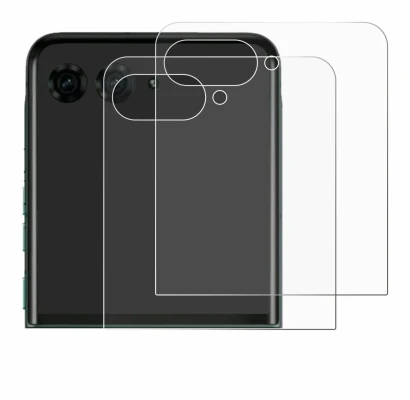 Image de l'appareil Motorola Razr 70 Plus (Affichage arrière) avec une grande variété de protections d'écran.