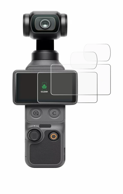 Image de l'appareil DJI Osmo Pocket 4 (Affichage + Lentille) avec une grande variété de protections d'écran.