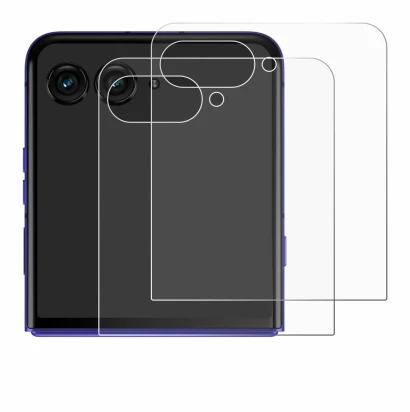 Image de l'appareil Motorola Razr 70 Ultra (Affichage arrière) avec une grande variété de protections d'écran.