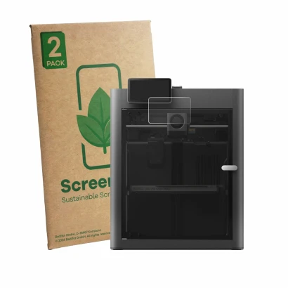 Face avant d’un emballage produit avec le logo de la marque ScreenLeaf. À côté, l’appareil Bambu Lab X2D est représenté avec l