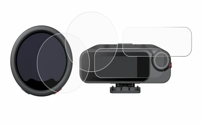 Image de l'appareil Insta360 Mic Pro TX + RX avec une grande variété de protections d'écran.