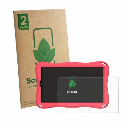 Face avant d’un emballage produit avec le logo de la marque ScreenLeaf. À côté, l’appareil Suaat S11 9" est représenté avec la