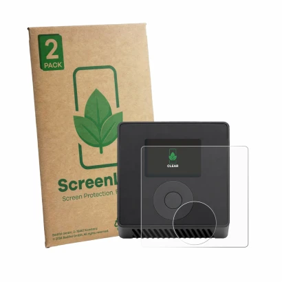 Face avant d’un emballage produit avec le logo de la marque ScreenLeaf. À côté, l’appareil Spektrum Smart Charger S1500 est re