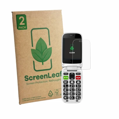 Face avant d’un emballage produit avec le logo de la marque ScreenLeaf. À côté, l’appareil true S70 est représenté avec la pro