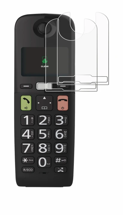 Image de l'appareil Panasonic KX-TGU130 avec une grande variété de protections d'écran.