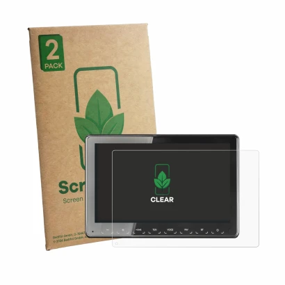 Face avant d’un emballage produit avec le logo de la marque ScreenLeaf. À côté, l’appareil Zenec Z-N975 est représenté avec la
