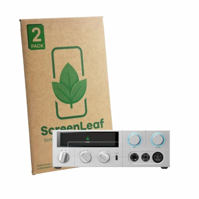 Face avant d’un emballage produit avec le logo de la marque ScreenLeaf. À côté, l’appareil FiiO K15 est représenté avec la pro