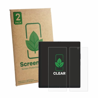 Face avant d’un emballage produit avec le logo de la marque ScreenLeaf. À côté, l’appareil Samsung Galaxy Z Fold 8 Ultra (Affi