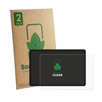 Face avant d’un emballage produit avec le logo de la marque ScreenLeaf. À côté, l’appareil Teclast M50T est représenté avec la