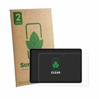 Face avant d’un emballage produit avec le logo de la marque ScreenLeaf. À côté, l’appareil SVITOO TAB P10 est représenté avec 