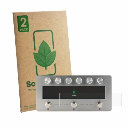 Face avant d’un emballage produit avec le logo de la marque ScreenLeaf. À côté, l’appareil Darkglass Anagram est représenté av