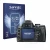 Face avant d’un emballage produit avec le logo de la marque Savvies. À côté, l’appareil Nikon D60 est représenté avec la prote