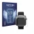 Face avant d’un emballage produit avec le logo de la marque Savvies. À côté, l’appareil Vtech Kidizoom Smartwatch MAX est repr