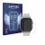 Face avant d’un emballage produit avec le logo de la marque Savvies. À côté, l’appareil realme Watch 5 est représenté avec la 