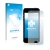 Face avant d’un emballage produit avec le logo de la marque upscreen. À côté, l’appareil Apple iPhone 5S est représenté avec l