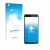 Face avant d’un emballage produit avec le logo de la marque upscreen. À côté, l’appareil Honor 8 est représenté avec la protec