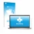 Face avant d’un emballage produit avec le logo de la marque upscreen. À côté, l’appareil Dell Latitude 5520 est représenté ave