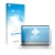 Face avant d’un emballage produit avec le logo de la marque upscreen. À côté, l’appareil HP EliteBook 650 G9 est représenté av